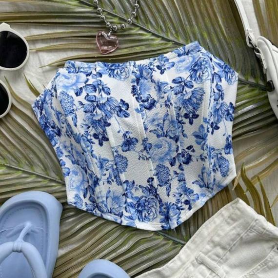 Soleia Women’s Style Blue and White watercolor tie dye floral