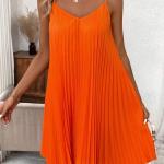 Clasi Orange Pleated Strapless Dress